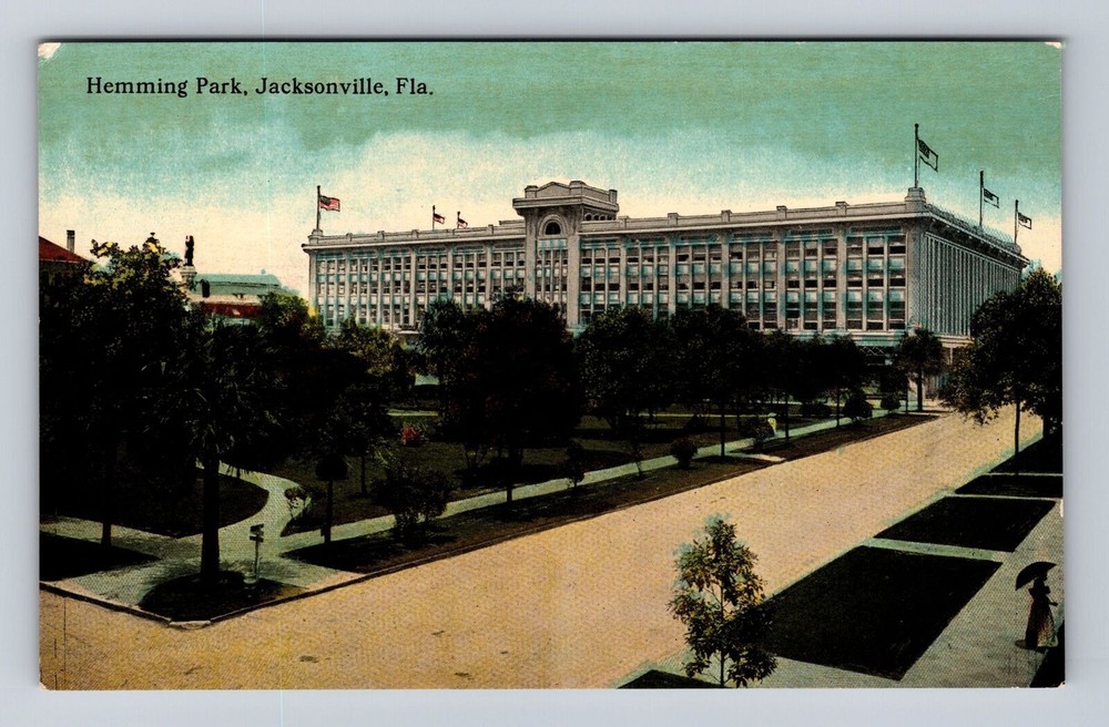 Jacksonville FL-Florida, Hemming Park, Antique, Vintage Souvenir Postcard