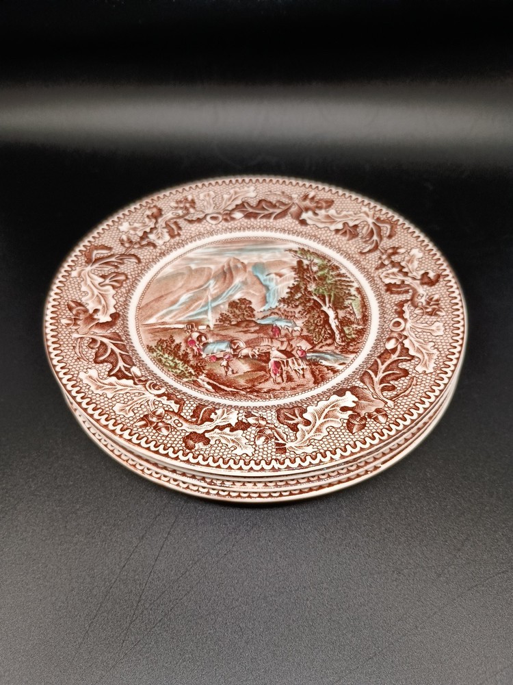 4 Johnson Bros Historic America Bread Plate Covered Wagons 6.25