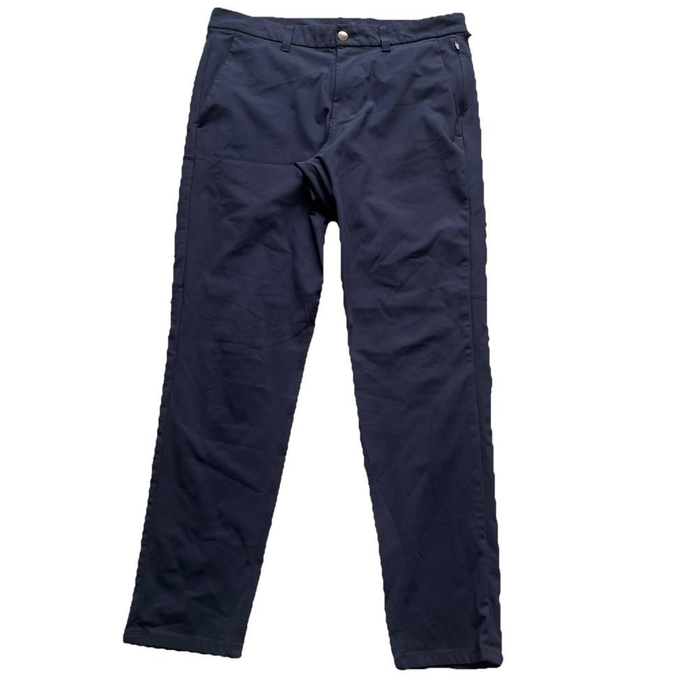 Lululemon Mens Commission Slim Fit Pants Size 32 X 32 Navy Blue Ventlight Mesh