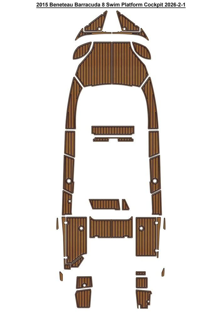 2015 Beneteau Barracuda Swim Platform Cockpit Boat EVA Foam Teak Deck Floor Pad