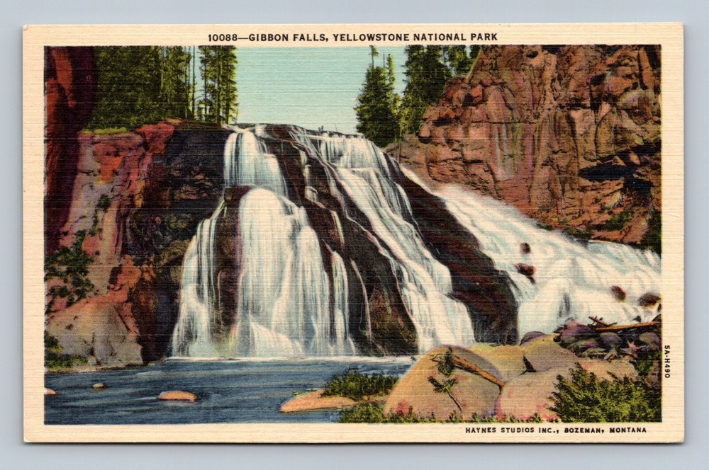 Postcard - Gibbon Falls, Yellowstone National Park - Wyoming