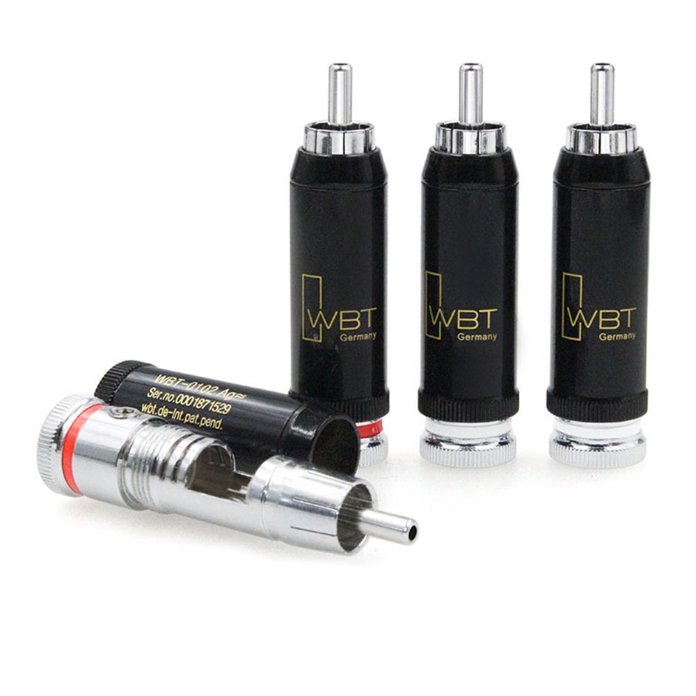 4 Pack Brass WBT-0102 RCA Plug Connector Audio Interconnect Cable Rhodium Plated