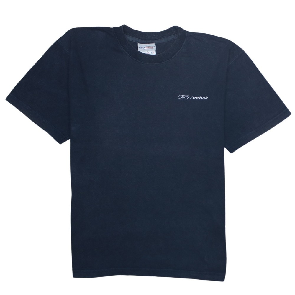 Reebok Mens T Shirt Navy Blue Embroidered Chest Logo Cotton Jersey Relaxed S