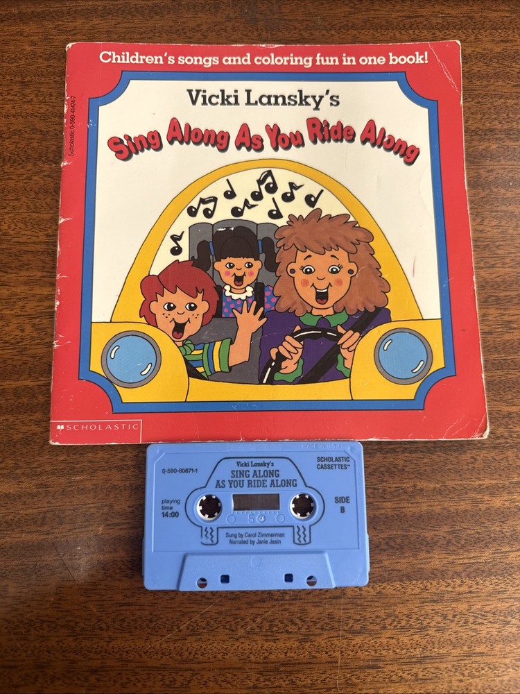 SING ALONG AS YOU RIDE ALONG-Vicki Lansky-BOOK & CASSETTE Tape Scholastic 1988