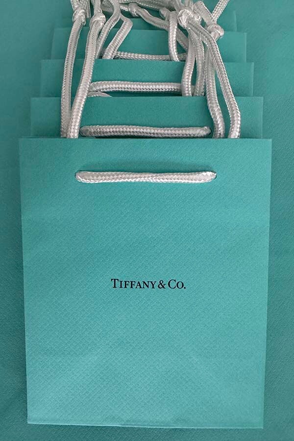 Tiffany & Co * 5 - SMALL BLUE EMPTY PAPER SHOPPING GIFT BAGS * Nice for Jewelry