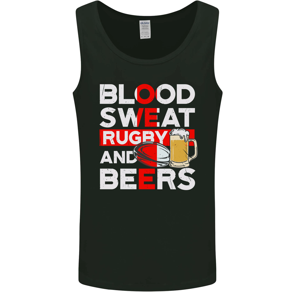 Blood Sweat Rugby Beers England Funny Mens Vest Tank Top