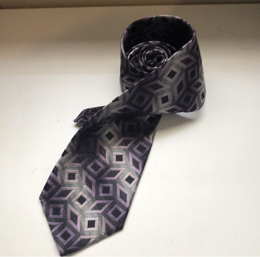 Pierre Cardin Tie Men’s Purple & Grey Pattern Silk Necktie Office Business Dress