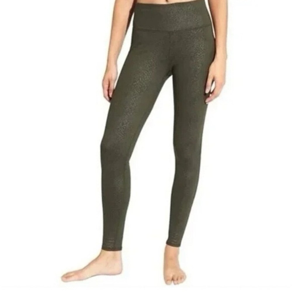 Athleta Women's High Rise Snakeskin Print Leggings Green Size M