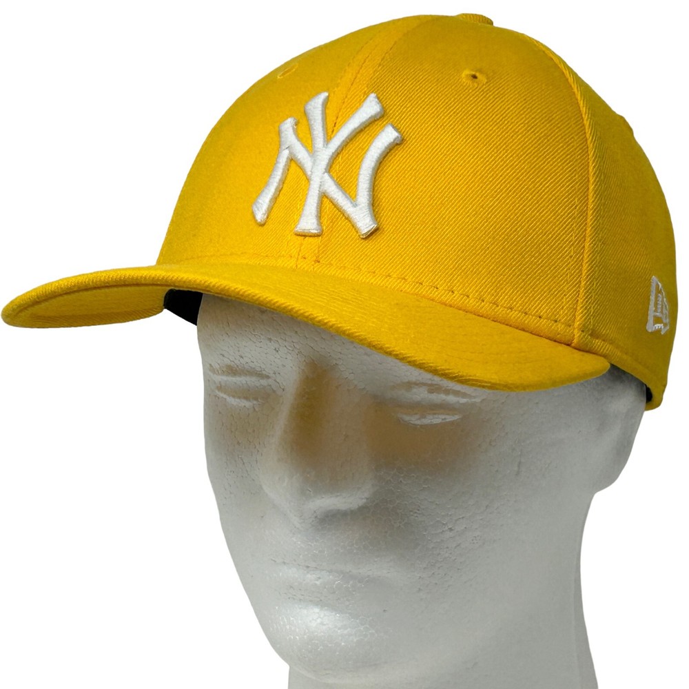 New York NY Yankees Hat Baseball Cap Flex Fitted M-L Yellow New Era 39Thirty MLB