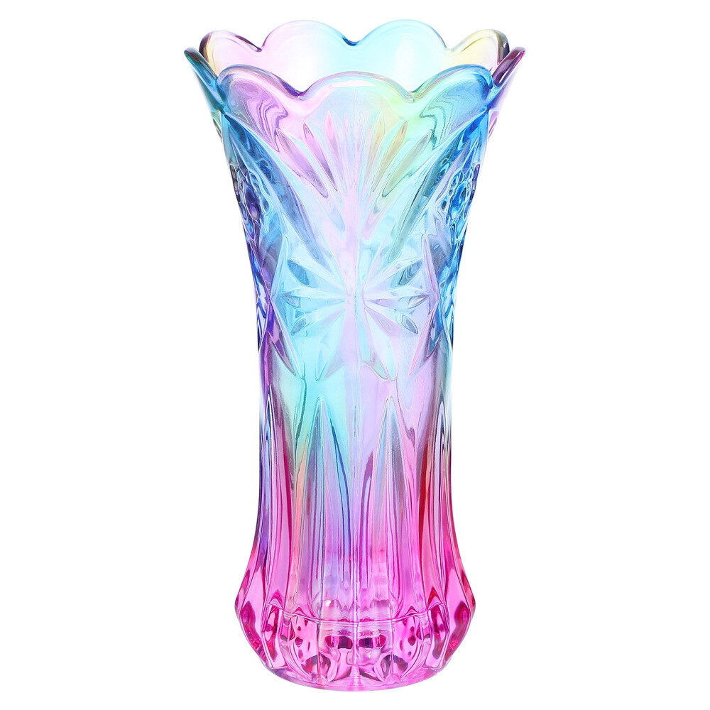 Rainbow Bud Vases Desktop Glass Flat Bottom Precise Cutting Office
