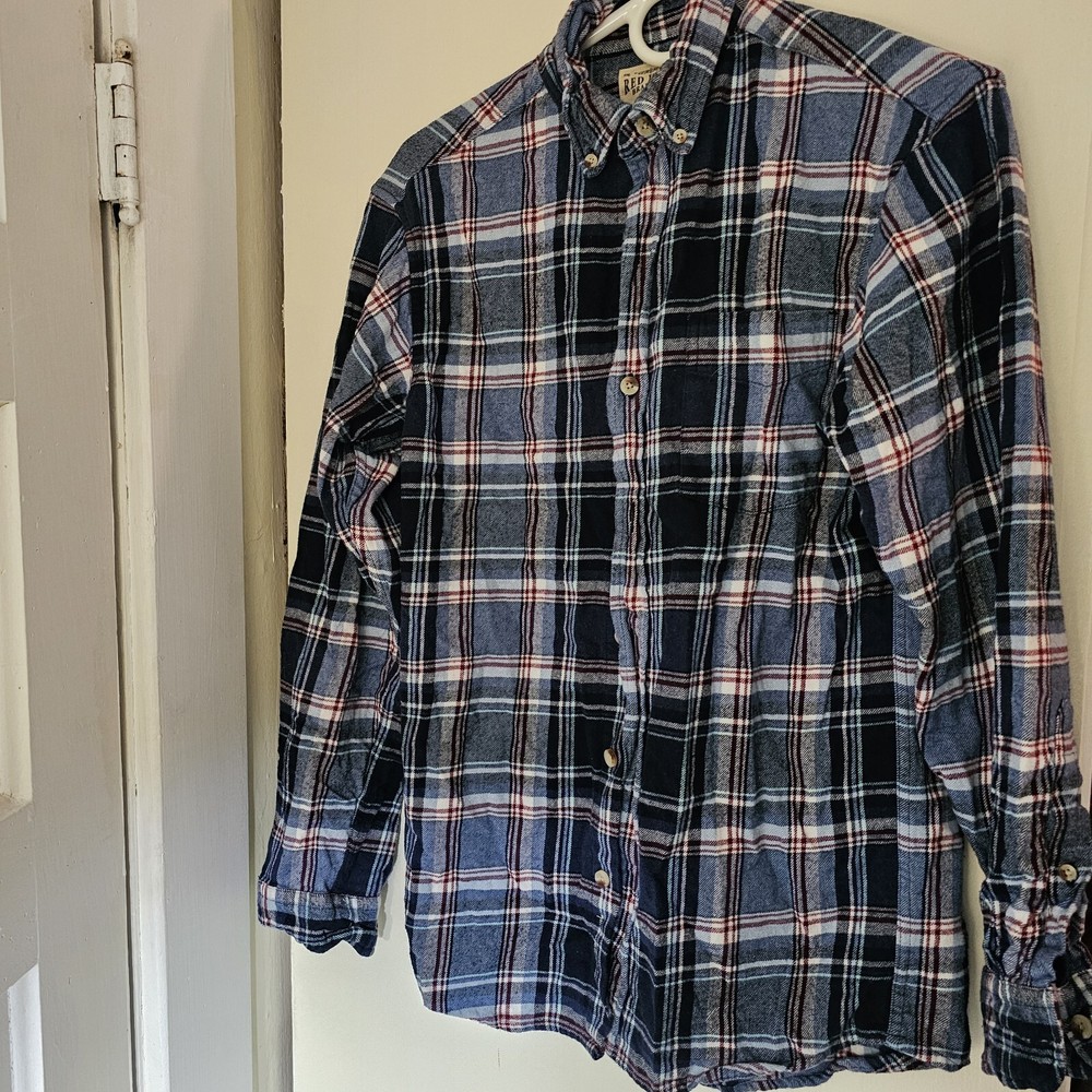 Red Head Brand Long Sleeve Flannel Shirt Mens Size S Blue Plaid
