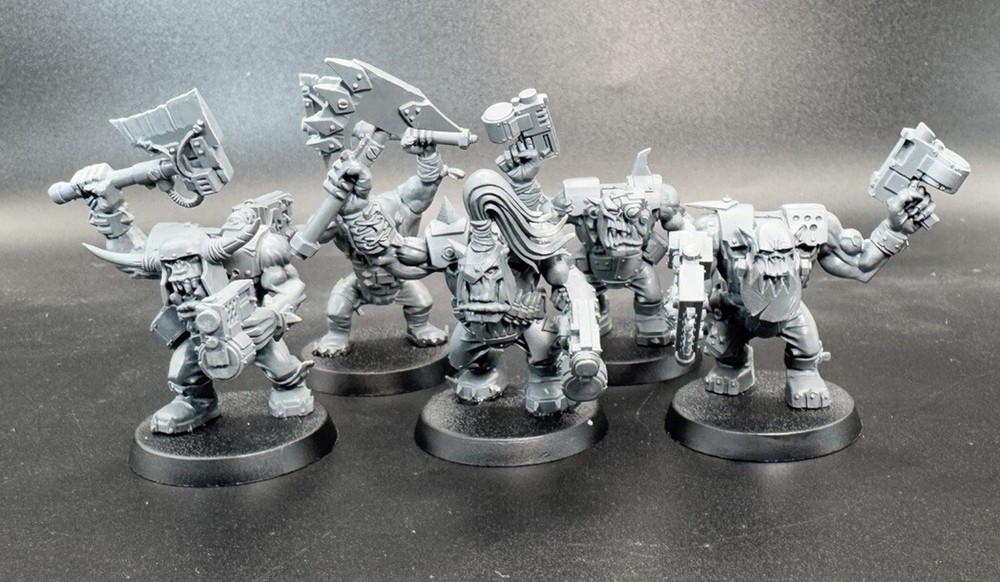 5 Ork Nobs Assembled Unpainted Slugga Big Choppa Minis Orc 40K Bits Boys Nobz