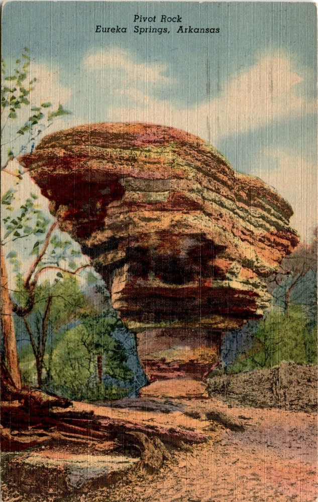 Pivot Rock, Eureka Springs, Arkansas, Ozarks, Shepherd of the Hills Postcard