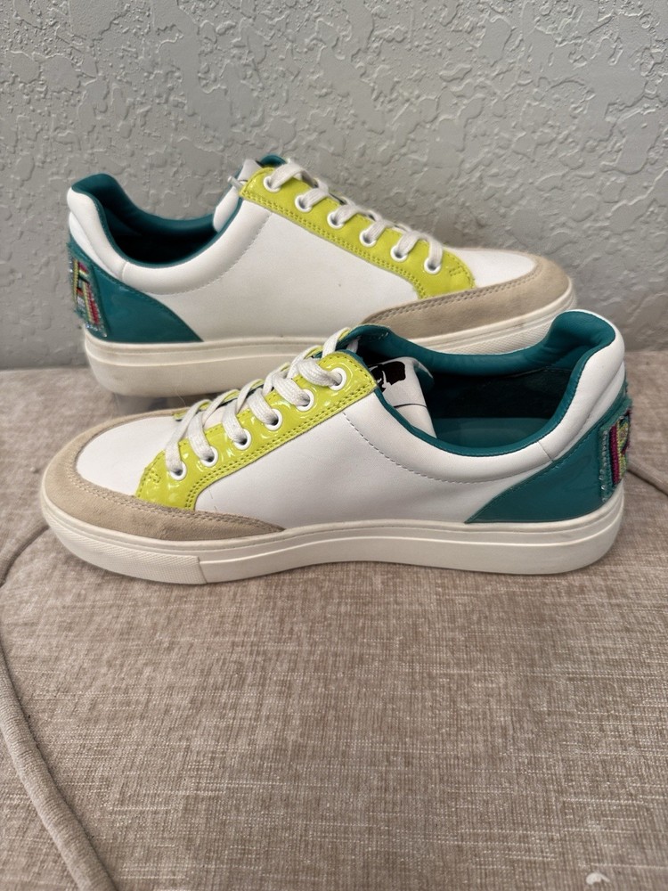 KARL LAGERFELD Men’s Leather Lace-Up Colorblock Low-Top Sneaker 9.5