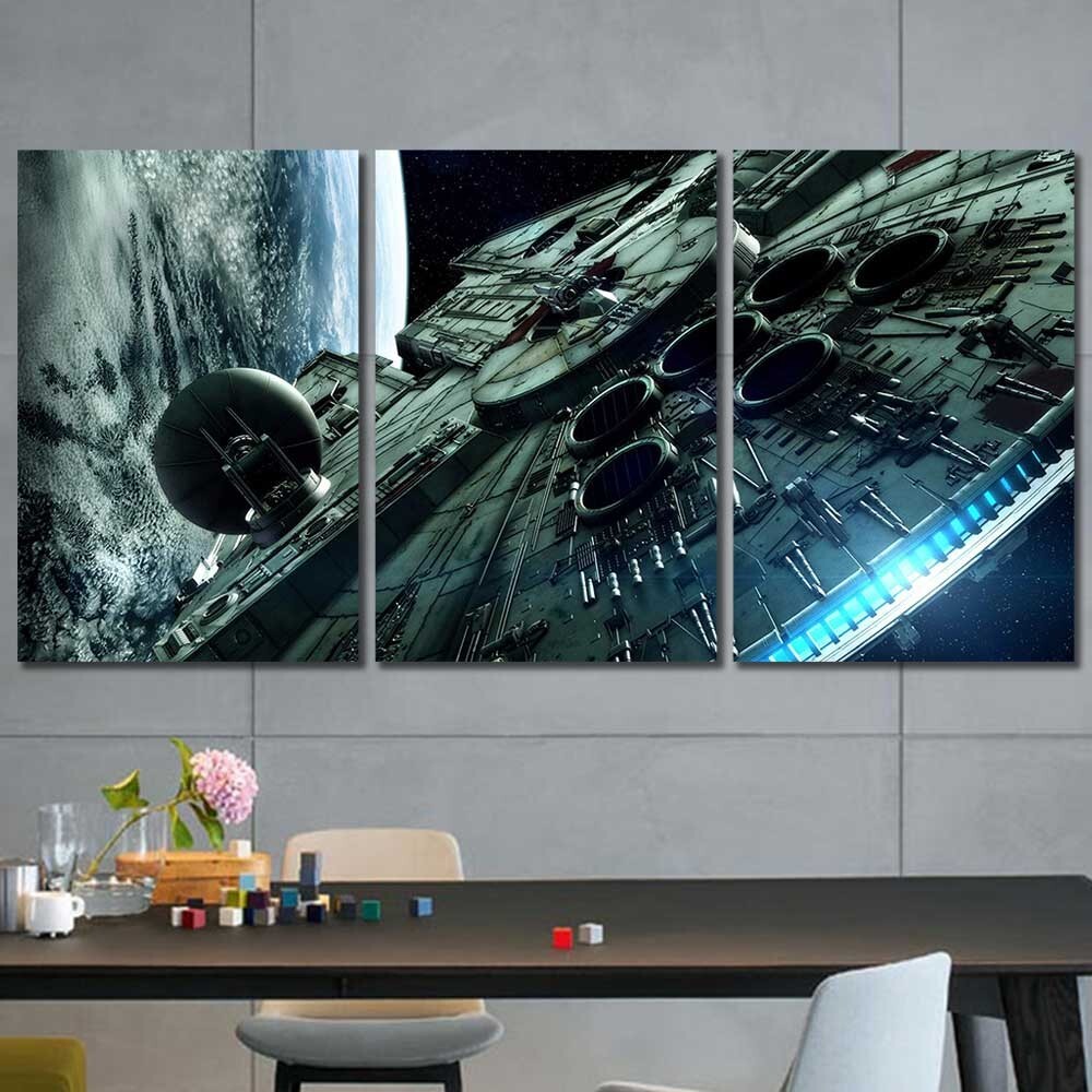 Star Wars Millennium Falcon Multiple Options 3 4 5 Panel Canvas Wall Art Home