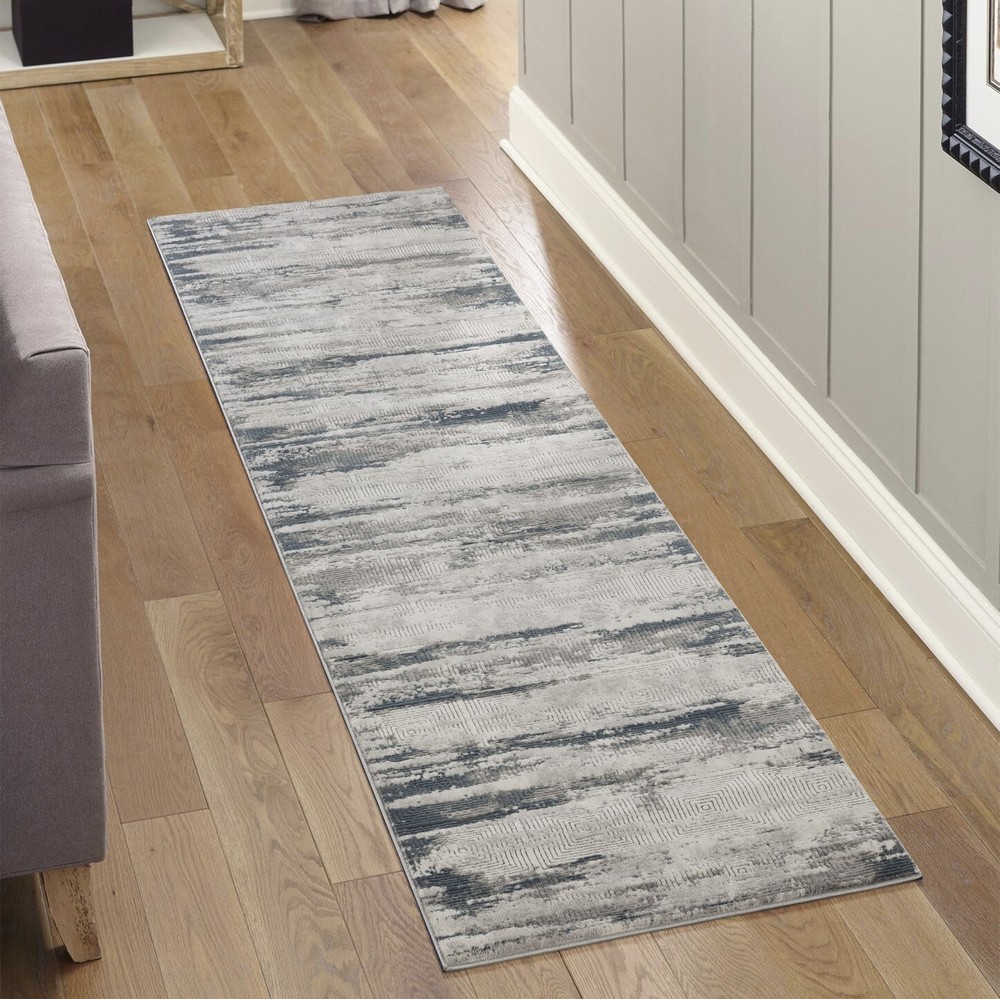 Geometrix GC_DIM1011 Gray 2.6x9.8 ft Soft Area Rug for Living Room