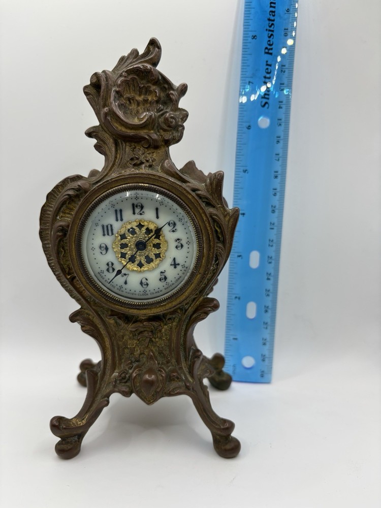 Vintage New Haven Clock Co Miniature Desk Clock 7.5”- Beautiful Detail
