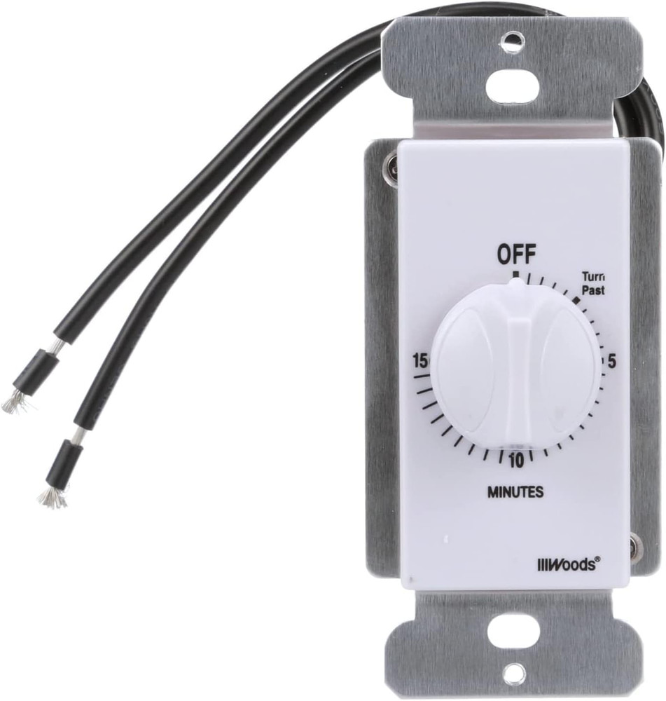 In Wall 15 Minute Mechanical Countdown Timer Switch White Spring Wound Control