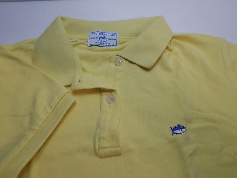 Southern Tide The Skip Jack Polo Womens Yellow Short Sleeve Collar Shirt Size 2