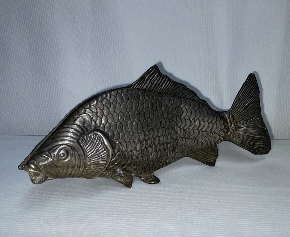 Vintage Koi Fish Silver Plated Napkin Holder 4x9 Inches Figural