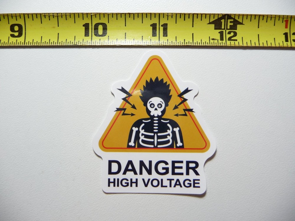 High Voltage Danger Skeleton Warning Sticker for Business Doors