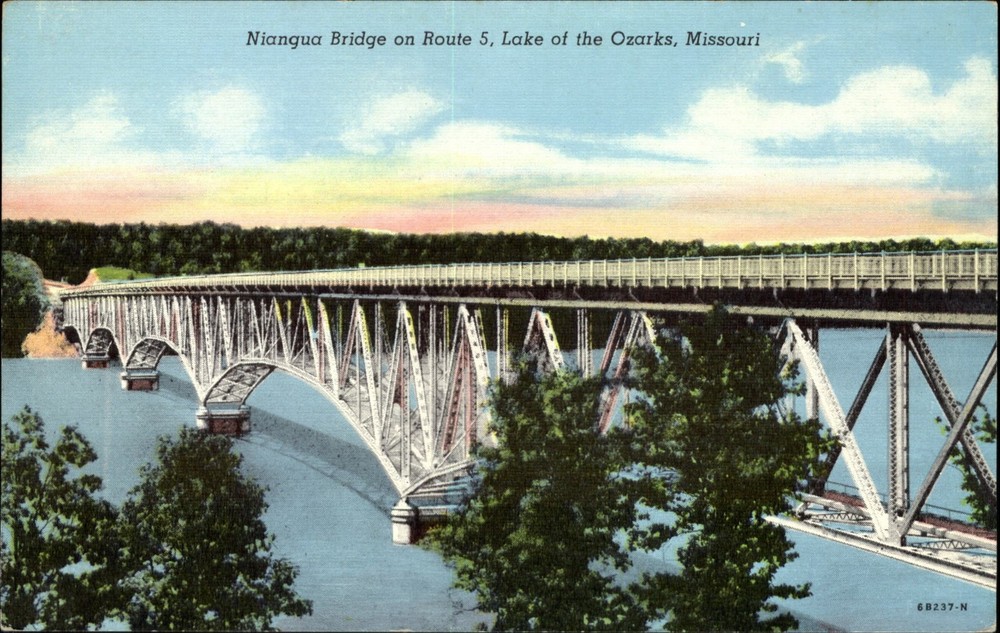 Niangua Bridge ~ Lake of the Ozarks Missouri MO ~ vintage postcard