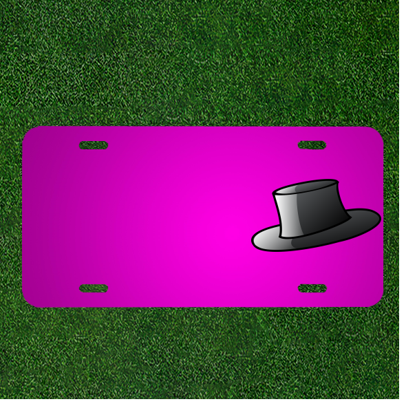 Custom Personalized Car License Plate with Black Hat Man Name Design