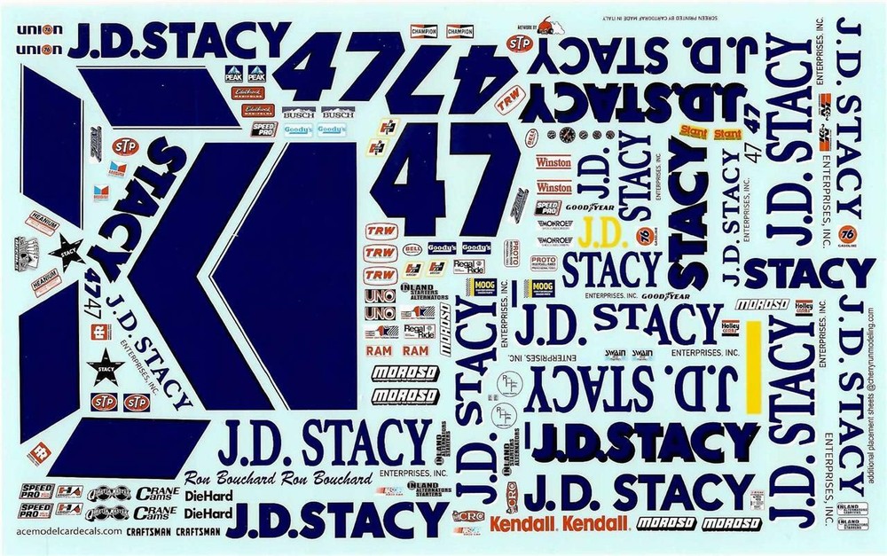 1/24 Scale Ron Bouchard 1982 Daytona 500 JD Stacy NASCAR Decals by Ace-image