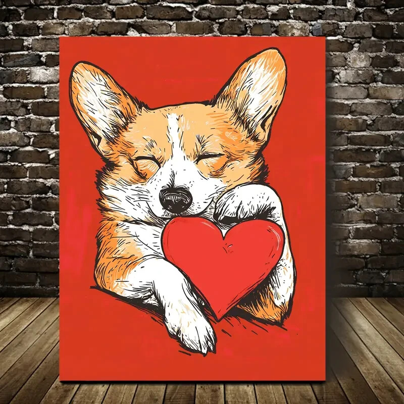 Valentine'S Day Doodle Love Wall Art  Canvas Unframed/Framed