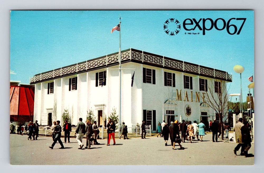 Montreal-Quebec, The State Of Maine Pavilion, Antique, Vintage Souvenir Postcard
