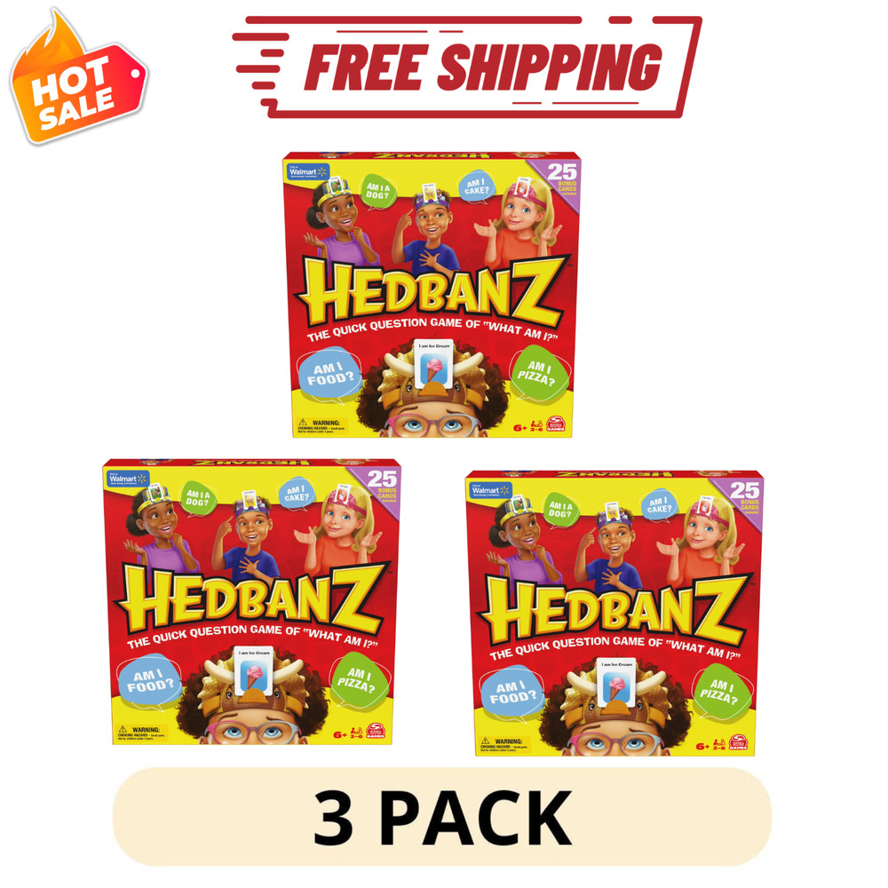 3 Pack Hedbanz 2nd Edition Picture Guessing Board Game 25 Bonus Cards Walmart