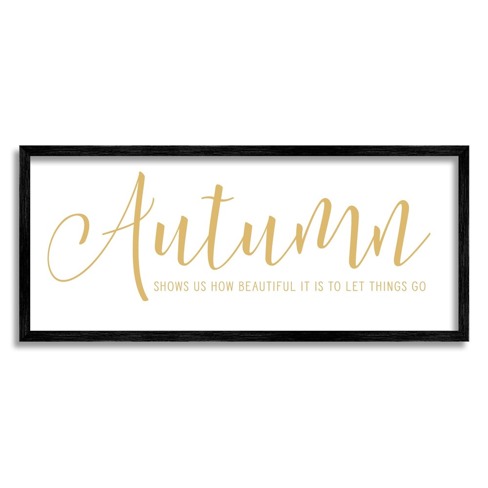 Motivational Autumn Quote Casual Yellow Calligraphy Text Framed Wall Art, Des...