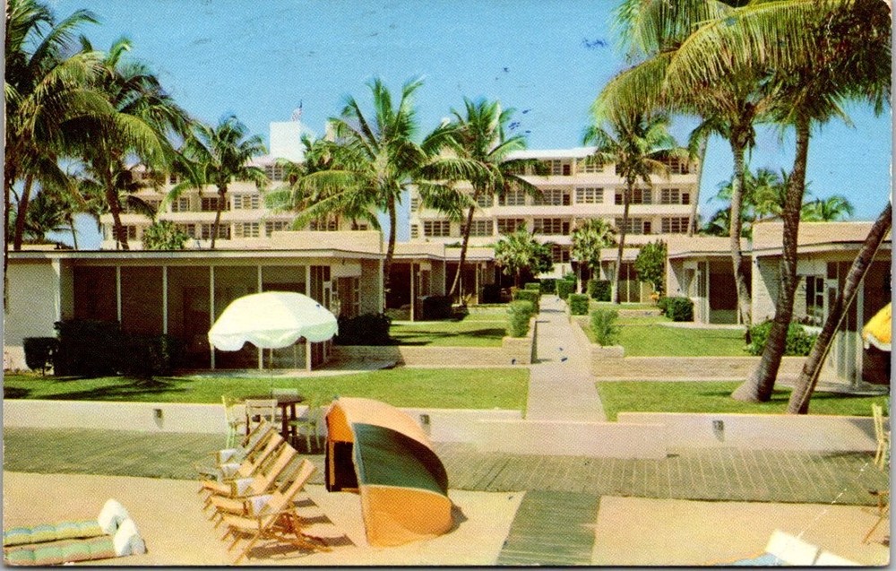 Vintage GOLDEN STRAND Hotel Miami Beach Florida Postcard Chrome 1960s