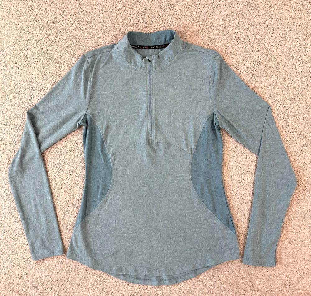 Spyder Active 1/4 Zip Lightweight Long Sleeve Pullover Blue Heather Womens Large