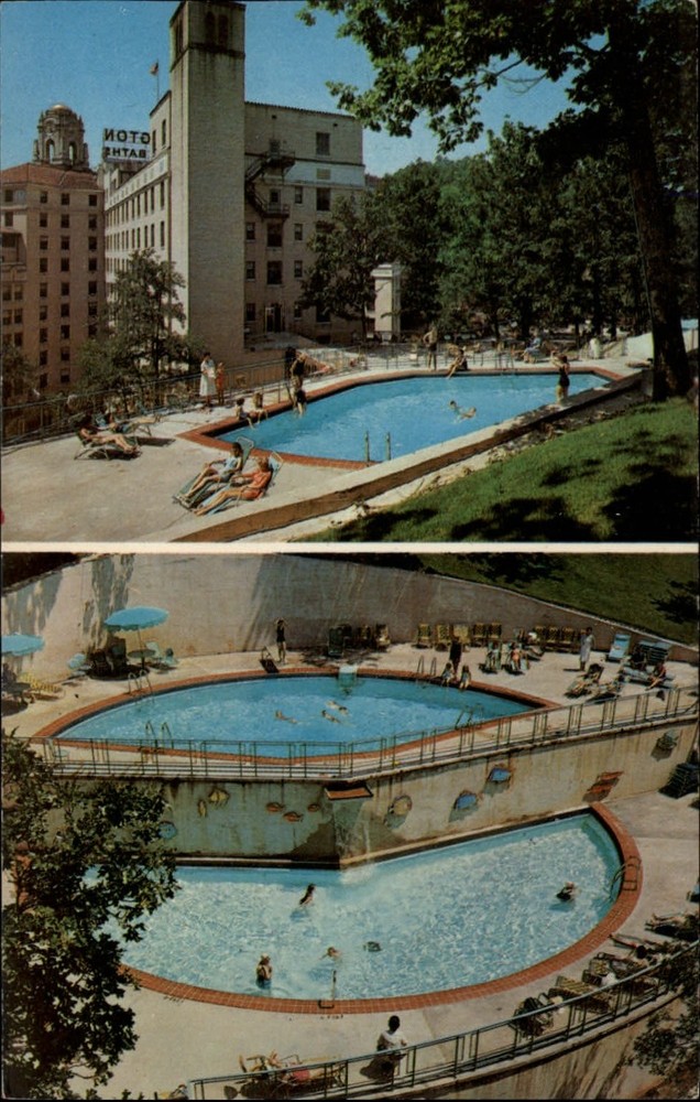 Hot Springs Natl Park Arkansas Mountainside Pools Arlington Hotel postcard