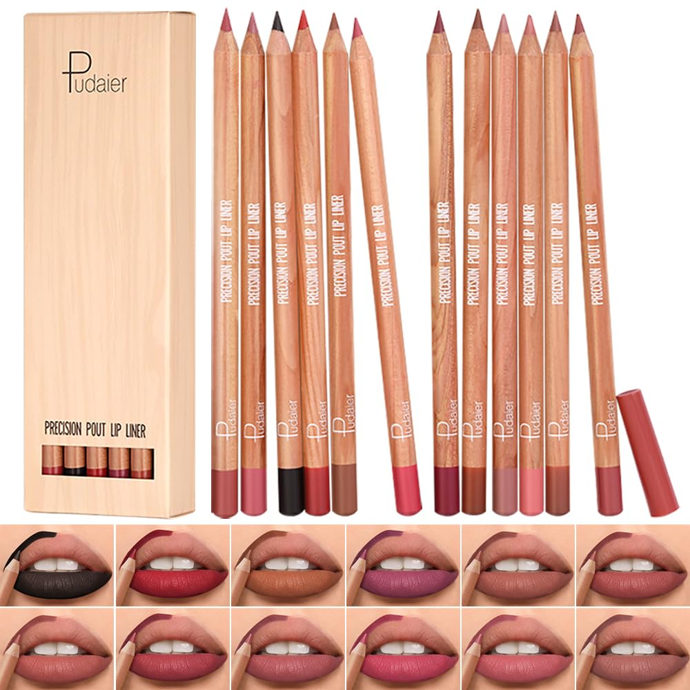 12-Color Matte Lip Liner Set - Long-Lasting Lip Contour Pencils for Women