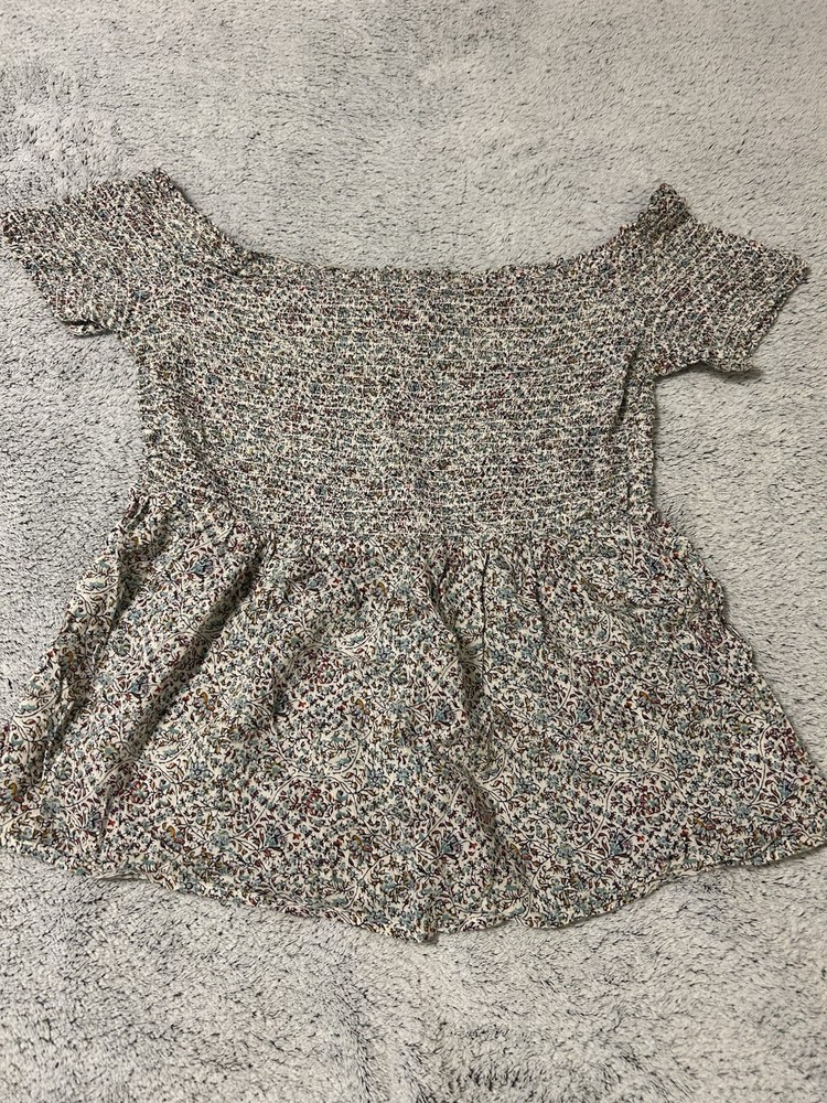 Old Navy Multicolor Floral Smocked Square Neck Short Sleeve Knit Top Size M