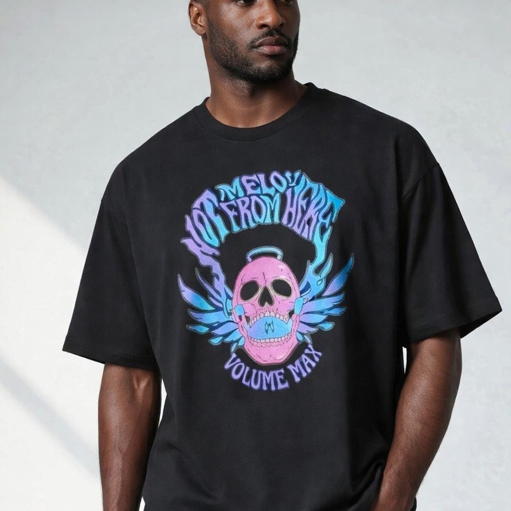 Puma LaMelo Ball Melo Reflections Shirt Mens Sz L Black Skull Not From Here B7