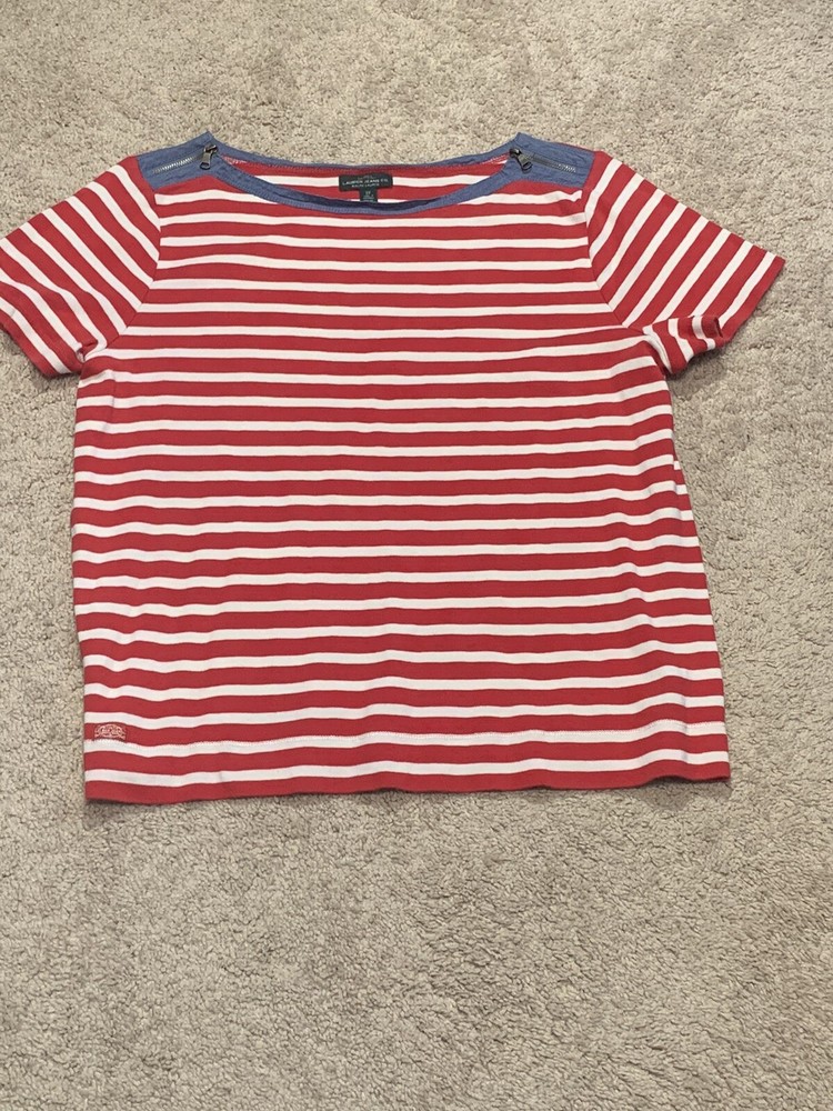 LRL Lauren Jeans Co. Women's Shirt Size 2X Red White Stripe Classic Lightweight