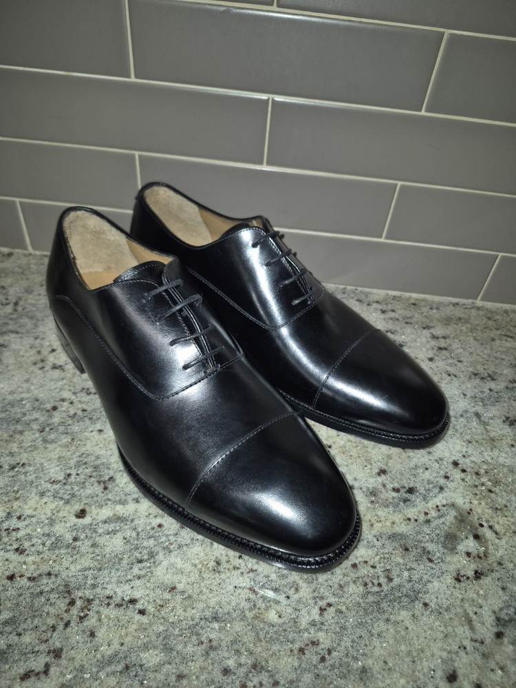 Jack Erwin Black Cap Toe Oxford Dress Shoes Men’s Size 8.5 D Leather Lace Up