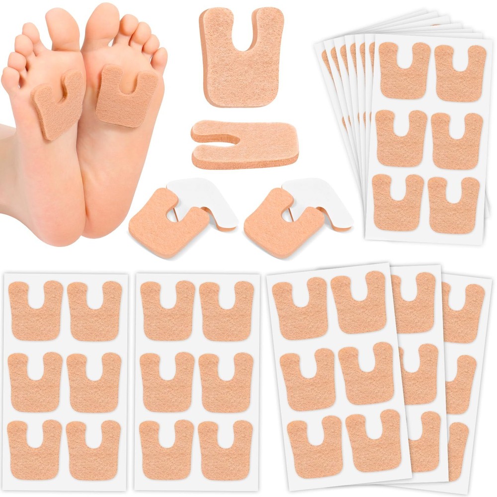 60 Pcs U-Shaped Felt Callus Pads for Men & Women – Adhesive Metatarsal & Heel Cushions