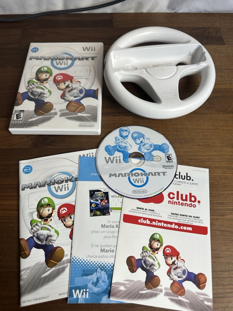 Mario Kart Wii w/ OEM Wheel (Nintendo Wii - 2008) TESTED CIB Fast Free Shipping