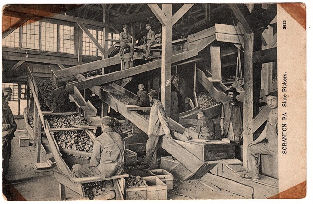Scranton, PA old postcard slate pickers coal 1911