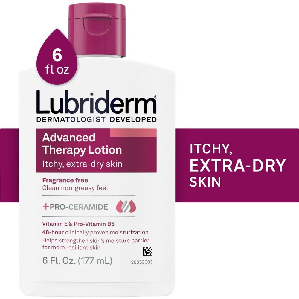Lubriderm Advanced Therapy Moisturizin Hand Body Lotion Anti Itchy 6oz (6 Pack)