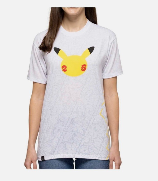 Pokemon Celebration White Allover Print T Shirt Adult Unisex NWT XL