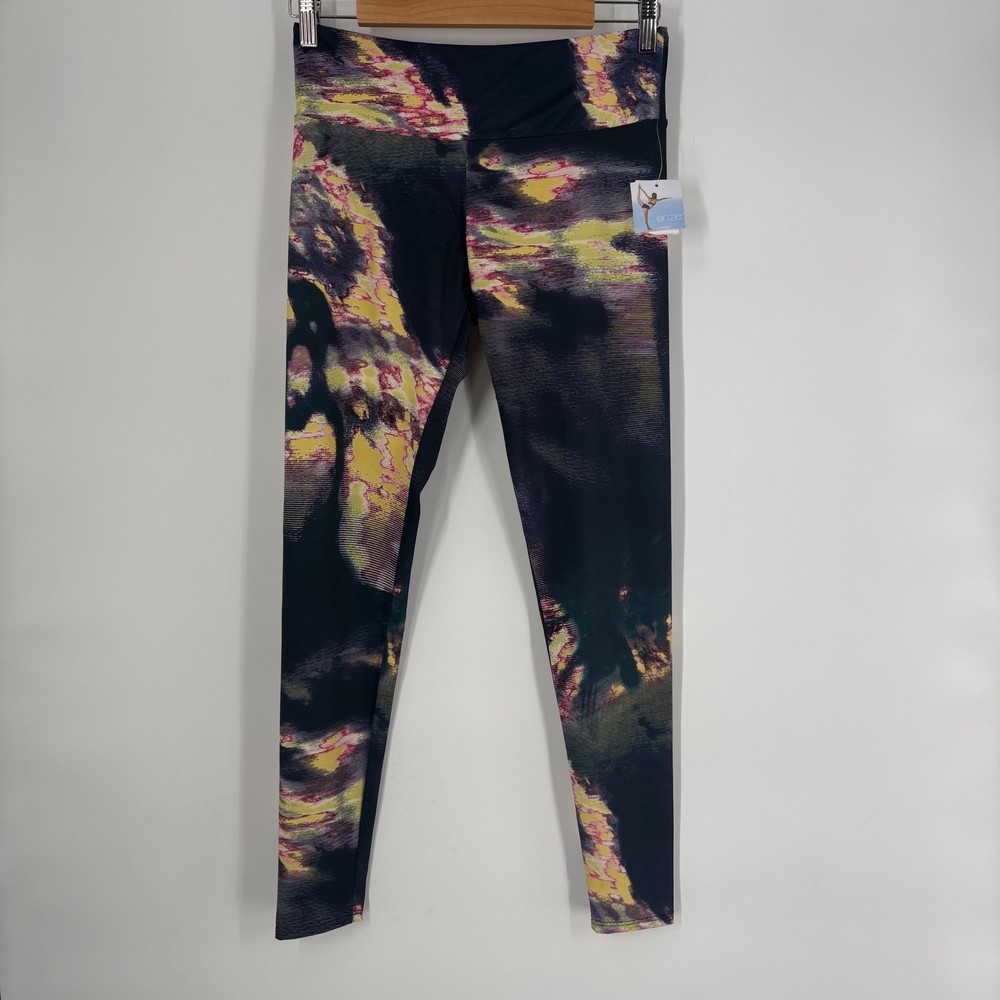Onzie Womens Abstract Graphic Activewear Yoga Leggings M/L Low Rise Workout-image