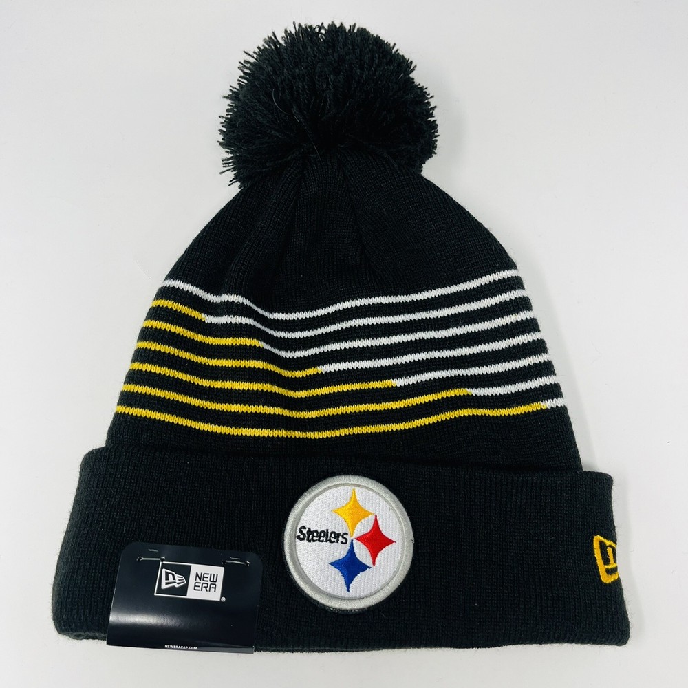 NEW ERA Pittsburgh Steelers Logo Pom Cuffed Beanie Toboggan Knit Zigzag Hat Cap
