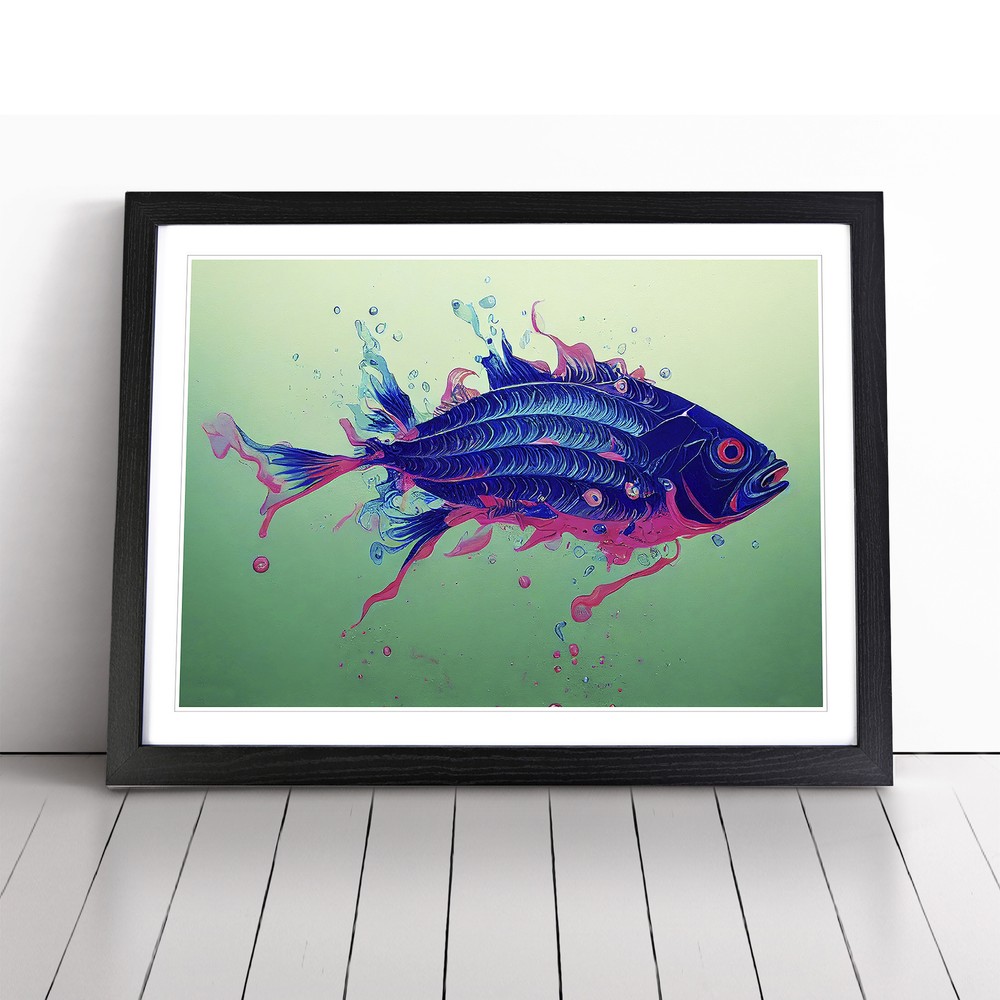 Surprising Fish Abstract Wall Art Print Framed Canvas Picture Poster Decor