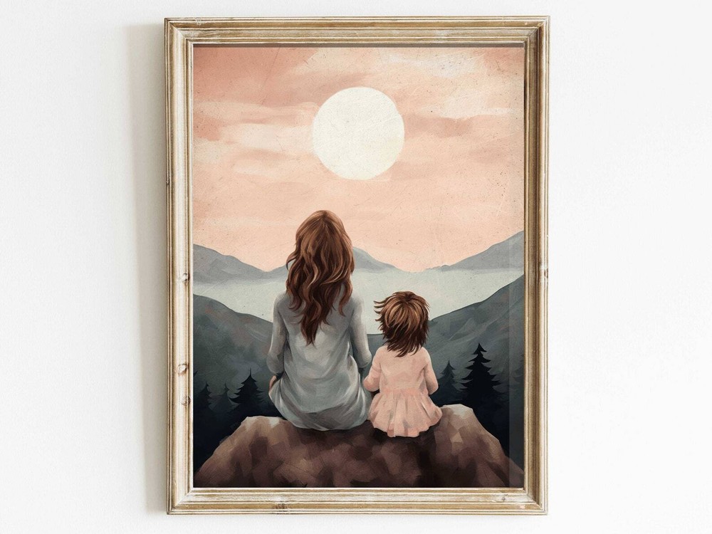 Mother And Daughter Bond Print Adventure Wall Art Mothers Day Gift Mom Painting