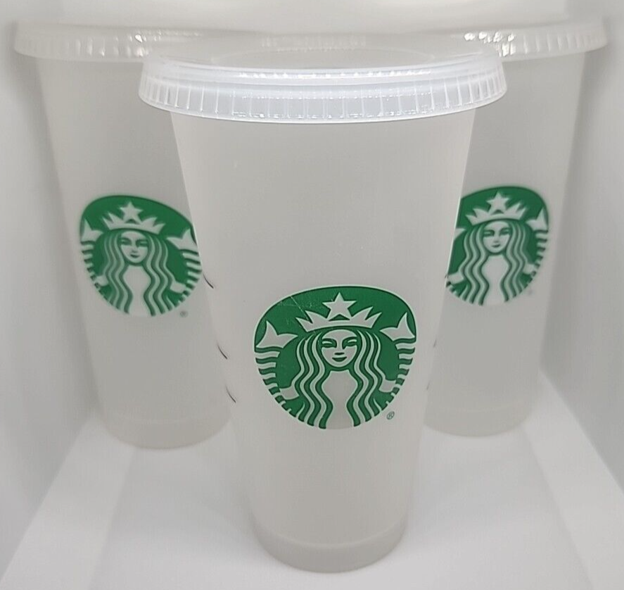 Starbucks 24 Oz Clear Frost Tumbler Cold Cup 3-Pack Reusable